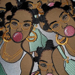 Bán Buôn Phim Hoạt Hình Đen Cô Gái Thủ Công Thêu Sắt Trên Đính Đen Cô Gái Thêu Các Bản Vá Lỗi Cho Quần Áo - Product Image 2