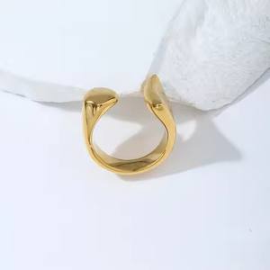 Boutique joyería de moda regalos no deslustre Irregular impermeable encanto alist minimalista oro 316L anillo de dedo de acero inoxidable - Product Image 5