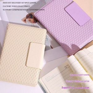Carnet d'affaires à couverture rigide en similicuir à motif tissé créatif, boucle à carreaux, 100 feuilles, cadeau d'entreprise, carnet de notes - Product Image 3