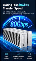 Boîtier SSD NVMe M.2 à 10 baies TB504Pro, 80 Gbit/s, USB-C, prend en charge les clés M et B&M, SSD 2230/2242/2260/2280