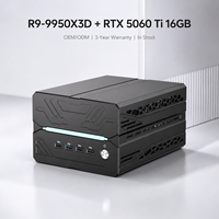 Mini PC para Juegos R7 9800X3D RTX 5060 Ti 16GB DDR5 32GB Dual M.2 PCIe 4.0 2TB Dual 2.5G LAN AMD Mini PC para Win 10/11/Linux 3 Años de Garantía