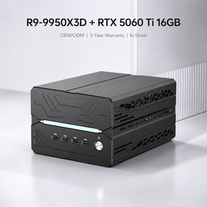มินิพีซีเกมมิ่ง R7 9800X3D RTX 5060 Ti แรม 16GB DDR5 32GB ช่องใส่ M.2 PCIe 4.0 แบบคู่ ความจุ 2TB แลนคู่ 2.5G  AMD มินิพีซี สำหรับ Win 10/11/Linux รับประกัน <span class=keywords><strong>3</strong></span> ปี - Product Image 1