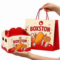 Caja Ecológica de Kraft para Pollo Frito, Caja Desechable Personalizada para Hamburguesas, Muslos de Pollo, BBQ para Llevar, con Laminación Mate, Relieve y Esponja