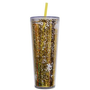Stock 26Oz 750Ml <b>Large</b> Capacity Glitter Plastic Transparent Colorful Straw Water <b>Cup</b> for Office Tumbler Mug <b>Cup</b> With Straw - Product Image 1