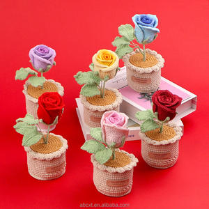 <span class=keywords><strong>ดอกไม้</strong></span>ประดิษฐ์ถักโครเชต์<span class=keywords><strong>ทำ</strong></span>มือขายส่ง ต้นไม้ประดิษฐ์ แก้วไวน์ กุหลาบ <span class=keywords><strong>ดอกไม้</strong></span>โครเชต์ทำมือ ต้นไม้กระถาง - Product Image 1