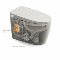 Toilette intelligente allongée moderne sans réservoir, bidet électrique, télécommande, chasse d'eau silencieuse, intelligente, pour projets hôteliers de luxe
