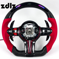 Volant en cuir lisse rouge personnalisé avec LED et fibre de carbone pour BMW M3 M5 F20 F25 F10 F11 F15 F18 F30 F32 X3 X4 X5 X6 X7