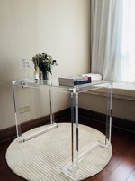 Escritorio de Oficina de Acrílico Transparente de Diseño Moderno, Precio de Fábrica, Mesa Larga de Cristal Transparente, Escritorio de Vidrio con Excelente Visibilidad