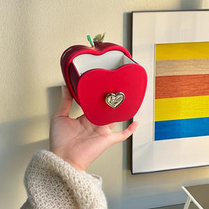 Rose éternelle motif carré personnalisé boîte-cadeau de bijoux de Noël et de la Saint-Valentin avec motif de pomme pour emballage de colliers - Product Image 2