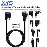 Câble USB Type C mâle-mâle à verrouillage par vis, 10 Gbit/s, 4K 60 Hz, câble de données industriel pour équipement de vision industrielle