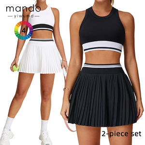 उच्च गुणवत्ता वाले कंट्रास्ट स्ट्रिप्स टू-टोन जीवंत टेनिस के क्रॉप्ड टैंक टॉप और जेप्स टेनिस स्कर्ट <span class=keywords><strong>2</strong></span> टुकड़ा सेट - Product Image 1