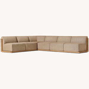 أريكة خارجية معيارية على شكل حرف L لغرفة المعيشة ، أريكة مقعد الحب ، صالة خارجية من الخشب - Product Image 2