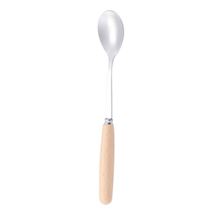 ช้อนสแตนเลส 304 ด้ามไม้ หัวกลมยาว ช้อนขนมหวาน/ไอศกรีม/ข้าวโอ๊ต - Product Image 5