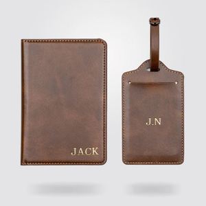 <b>Family</b> <b>Travel</b> <b>Wallet</b> Blocking Genuine Leather Passport Holder Cover and Luggage Set - Product Image 1