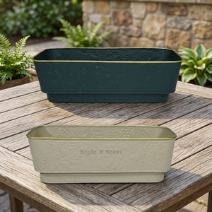 Maceta de Hierro con Diseño de Flores, Recubierta con Polvo, Duradera, Multiusos, Moderna y Clásica, para Interiores y Exteriores, con Drenaje - Product Image 4