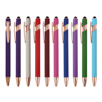 Bolígrafo de Firma Color Oro Rosa 2 en 1, Bolígrafo con Pantalla Táctil, Bolígrafo de Aluminio Mate con Logotipo Personalizado, Bolígrafo Metálico Multicolor
