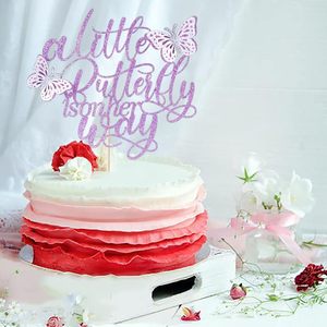 Decorazione per Torta 'Una Piccola Farfalla in Viaggio' - Rivelazione del Sesso, Baby Shower, Benvenuto Neonato, Decorazione per Feste a Tema Farfalla (Viola) - Product Image 3