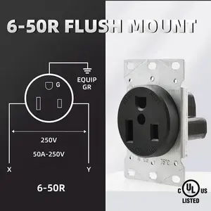 Flush Mount Power 3 Prong Outlet Electrical In Wall Receptacle For Car Charger Outlet