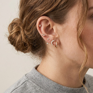 Pendientes de Aro de Acero Inoxidable con Circonita, Diseño Geométrico de Estrella, Juego de Joyería para Regalo - Product Image 3