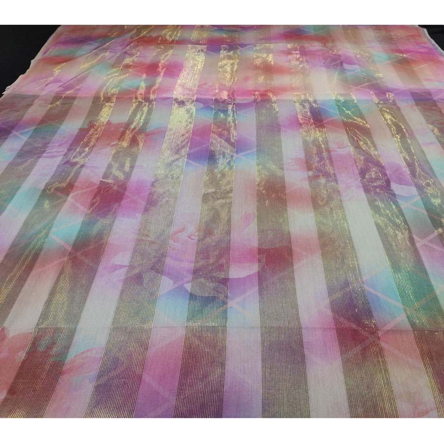 african swiss voile fabric new design with golden stripes for lady dress sudanese toub