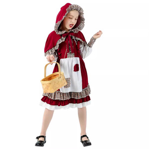 Childrens <b>Little</b> <b>Red</b> Riding Hood Costume Dress With Hood And Basket For Halloween Cosplay Performance 8-13 Years Spring 2025 - Product Image 3