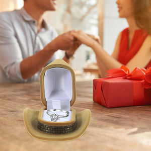 Caja de Anillos con Forma de Sombrero de Vaquero, Redonda, para Exhibición de Joyería, Estuche de Almacenamiento, Embalaje para Regalo Sorpresa, Nueva - Product Image 1