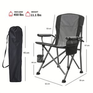 Chaise de camping pliante pour adulte, avec accoudoirs, résistante à l'eau, durable, pour la pêche, le camping, à dossier haut, de type directeur, pour l'extérieur - Product Image 2