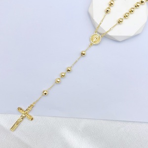 JML all'ingrosso 14K placcato <span class=keywords><strong>oro</strong></span> vergine maria croce <span class=keywords><strong>collana</strong></span> popolare Punk <span class=keywords><strong>rosario</strong></span> accessori religiosi gioielli cristiani realizzati in ottone - Product Image 6