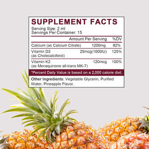 Precio al por mayor Citrato de calcio para mujeres D3 K2 Gotas líquidas Soporte Fuerza ósea Dientes Salud para mujeres - Product Image 2