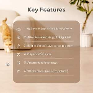 Juguete para Gatos Cheerble de Estilo Moderno, Dos Colores, con Diseño de Ratón Corredor, Juego de Escondite, Accesorio Electrónico con Aspecto Realista - Product Image 4