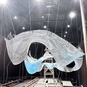 Lámpara <span class=keywords><strong>de</strong></span> araña <span class=keywords><strong>de</strong></span> acero inoxidable <span class=keywords><strong>de</strong></span> cristal <span class=keywords><strong>de</strong></span> Color degradado estilo Art Nouveau diseño <span class=keywords><strong>de</strong></span> curva <span class=keywords><strong>de</strong></span> forma libre para Hotel Villa <span class=keywords><strong>piscina</strong></span> - Product Image 2