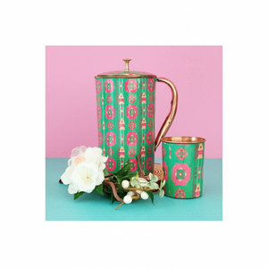 Indian Supplier of Pure Fancy <b>Copper</b> Printed <b>Jug</b> Mordent Design Attractive Look Water Catering <b>Jug</b> Top Demanding Product - Product Image 1