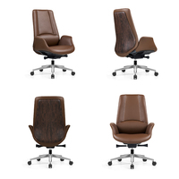 Chaise de bureau exécutive ergonomique moderne en cuir, dossier mi-hauteur, pivotante, hauteur réglable, base en alliage d'aluminium, pour la maison, le bureau, l'école, l'hôtel, l'atelier