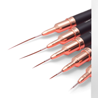 Pinceau professionnel pour nail art à manche noir avec poils en nylon de qualité supérieure, stylo de peinture pour liner, outils de manucure pour salon