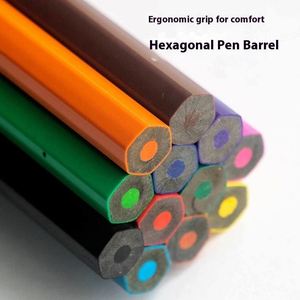 Ensemble de crayons de couleur en plastique sans bois avec corps hexagonal écologique, prise en main facile pour la peinture, l'écriture et le dessin - Product Image 4