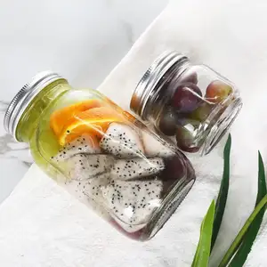 Récipient de stockage de nourriture Offre Spéciale pot en verre transparent de 250ml pour emballage en verre de bonbons de thé avec couvercle en aluminium