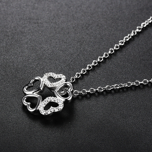 Bijoux personnalisés, conception unique, collier à breloques rondes en argent sterling 925 avec fines <span class=keywords><strong>fives</strong></span>, pendentif cœur creux en cz micro pavé - Product Image 5