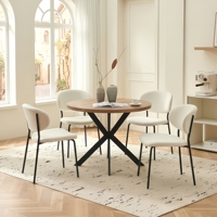 Ensemble de table à manger ronde convertible et pliable en chêne moderne avec un design durable pour les espaces compacts et les hôtels