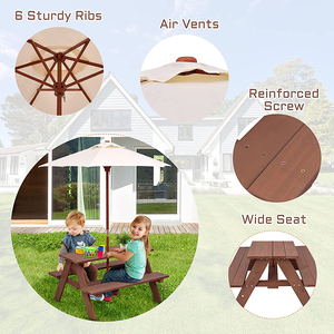 Beste Kwaliteit Kids Picknick <span class=keywords><strong>Folding</strong></span> Voorschoolse Peuter Outdoor Parasol Houten Tafel En Stoel Set - Product Image 6
