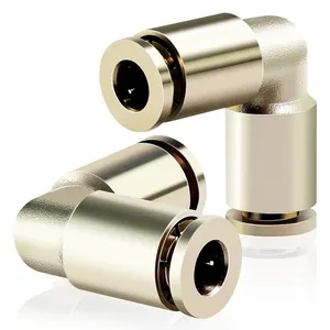 PV Equal Elbow Union Brass Nickle Pushi In Quick Fitting Connectors For Air Gas Water Oil Hose Rust And Oil Resistant