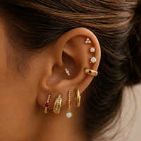 JUSNOVA Set Anting Hoop Lapis Emas 14k Bahan Stainless Steel 316l untuk Wanita, Tahan Air, Anti-Kusam, Perhiasan Trendi untuk Hadiah Ulang Tahun