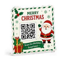 Letrero de Acrílico Personalizado con Código QR y Diseño de Árbol de Navidad y Santa Claus para Decoración de Ventanas, Mostradores y Mesas de Cafés, Restaurantes y Hoteles