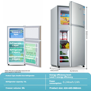 Réfrigérateur Compact Commercial 102L pour la Maison à Doubles Portes avec Congélateur en Haut et Réfrigération en Bas Appareil Électroménager - Product Image 6