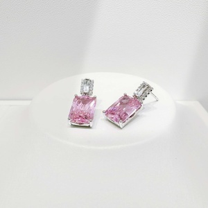 Boucles d'oreilles clous en argent 925 plaqué or rose, pierre naturelle rose, zircon goutte d'eau, hypoallergéniques, pour filles, idéales pour fêtes et mariages - Product Image 5