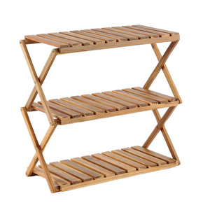 Bamboo Foldable Towel <b>Rack</b> Double Tier Standing Minimalist Storage Holder for Bathroom - Product Image 2