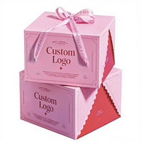 Caja de Embalaje Reutilizable Ecológica con Logotipo Personalizado de Alta Calidad, Forrada de Esponja, con Asa de Cinta para Pastel de Cumpleaños o Dulces