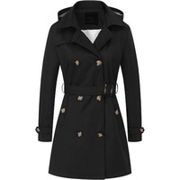 Manteau trench élégant pour femme, imperméable et respirant, 100 % polyester, double boutonnage, col classique, ceinturé, coupe ajustée