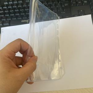 A6 Bolsillos de carpeta de anillas Plástico transparente Sobres de efectivo con cabeza de cremallera de doble cara Bolsa de documentos de dinero de hojas sueltas Producto de archivo - Product Image 3