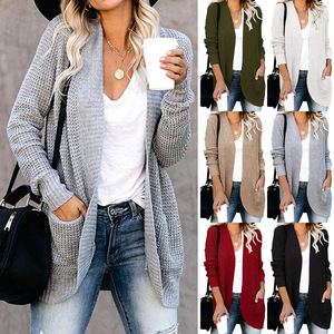 <span class=keywords><strong>Cardigan</strong></span> long tricoté décontracté pour femmes Automne 2024 Cardigans en tricot à manches longues pour femmes Pull pour femmes - Product Image 1