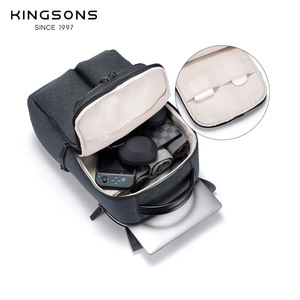 Kingsons Men's <b>Backpack</b> Dark Gray 20-35L <b>Lightweight</b> Business Commute <b>Backpack</b> With Interior Zipper Pocket - Product Image 3